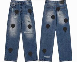 23ss New Mens Jeans Designer Make Old Washed Chrome Straight Trousers Heart Letter Prints Long Style Hearts Purple Chromees D74ckt2d