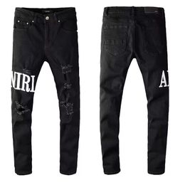 Amirir Designer Purple Jeans Man Pants Skinny Stickers Light Wash Ripped Motorcycle Rock Revival Joggers True Religions Men Brand Trousers Amirrs Jeans 3040