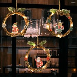 Decorative Flowers Snowman Room Decor Garland String Light Wall Door Window Pendant Round Christmas Ornaments Decoration