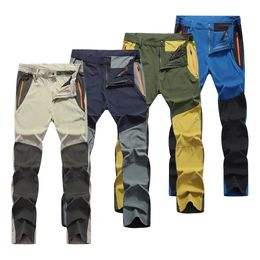 Men Hiking Camping Pants Wear Resistant Quick Dry Anti UV Pant Waterproof Elastic Trousers 5XL Climbing Trekking Summer 240125