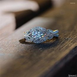 Cluster Rings Sliver S925 Sterling Diamond Ring For Women Anillos VS1 Jewellery Gemstone Silver 925 Wedding Bijoux Femme Anel Box