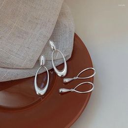 Stud Earrings S925 Sterling Silver Ring Oval Face Thin For Women's Fashion Korean Heavy Duty