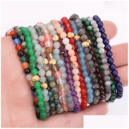 Beaded 4Mm Mini Natural Stone Bracelets Reiki Gemstone Energy Crystal Bracelet For Men Women Fashion Jewelry Drop Delivery Dhqun