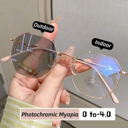 Sunglasses Luxury Fashion Pochromic Myopia Glasses Outdoor Colour Changing Unisex Trendy Minus Prescription Diopter Eyeglasses