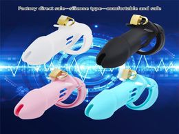 Male Silicone Cock Prison Device Cages Sex Toys Penis Belt Lock With Five Rings Standard Short Cage 2206068558450