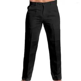 Men's Pants Men Cotton Linen Stylish Slim Fit Long With Zipper Button Pockets Mid-rise Straight Leg For Streetwear