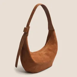 Evening Bags Head Layer Cowhide Crossbody Bag Women 2024 Genuine Leather Frosted Retro Underarm High-end Feeling Saddle Shoulder