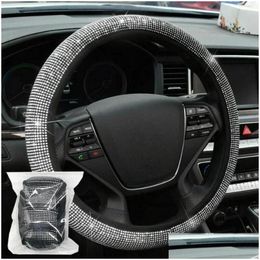 Steering Wheel Covers Ers 1Pc 15 Bling Rhinestone Car Er White Accessories Drop Delivery Automobiles Motorcycles Interior Otowd