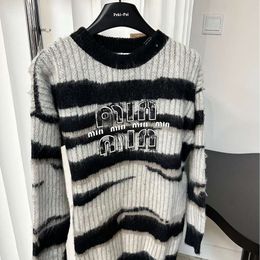 womens hoodie Autumn/winter New Letter Embroidery Decoration Design Style Unisex Striped Sweater Loose Knitted