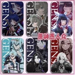 Keychains Genshin Impact Fatui Harbingers Illustration Card Holder Retractable Holders Bank ID Bus Cover Case