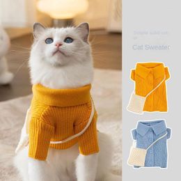 Dog Apparel Autumn And Winter Ins Style Clothing Simple Solid Colour Shoulder Bag Sweater Small Medium-sized Teddy Knit Cat