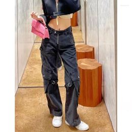 Women's Jeans 2024 Early Spring Motorcycle Style Strappy Washed Distressed Workwear For Women