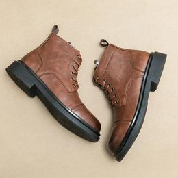 Boots Formal Men Lace Up Split Leather For Winter Dress Ankel Fashion Bota Masculina Plus Size 38-46