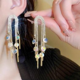 Dangle Earrings Fashion Statement Earring Long Chain Drop For Women Shining Rhinestone Tassel Wedding Jewelry