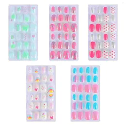 False Nails 120 Pcs Nail Gel Children's Kids Full Manicure Decor Fake Accessories