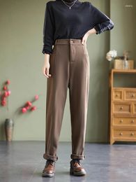 Women's Pants Women Woollen Winter Autumn Warm High Waist Woman Harem Ankle-Length Office Lady Trousers Size S-5XL