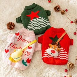 Dog Apparel Christmas Elk Clothes Winter Puppy Halloween Knitwear Pet Year Clothing Teddy Warm Pullover With Bag XS-XL