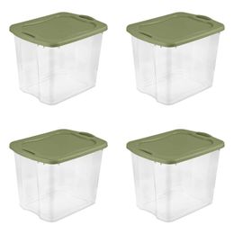 Sterilite 95 Qt. EZ Carry Plastic Clear/Sage Legume Set of 4 storage box organizer box storage containers 240129