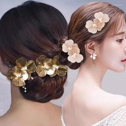 Hair Clips Korean Elegant Super Immortal Clip Wire Hollow Flower Insert Comb Hairpin Light Luxury Bride Wedding Dress Accessories