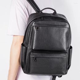 Backpack Men Classic For School Travel Bag Black Genuine Leather Men's Fashion Laptop Bags Boys Korean Schoolbag Backpacks