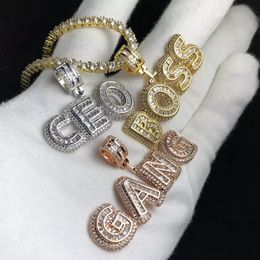 Custom Name Necklace Gift Personalized Baguette letters Pendant Chain Iced Out Rock Candy Letters Pendant Necklace Jewelry Gift 240125