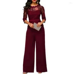 Ethnic Clothing Stylish Party Jumpsuit Streetwear Women O Neck Soft Pure Color Slim For Office