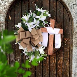Decorative Flowers Easter Wreaths Door Hanging Decor Bouquet Garlands Simulated Plant Chain For Front Wall Spring Festival Home