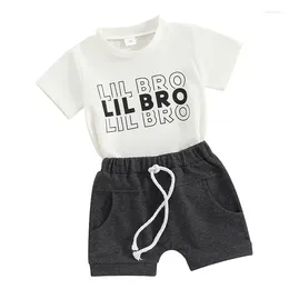 Clothing Sets Baby Girls Boys Shorts Short Sleeve Crewneck Letter Print Tops And Drawstring