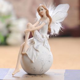 European Cute Elf Girls Resin Angel Figurines Office Desk Fairy Statue KTV Bar Ornaments Decor Home Furnishing Decoration Crafts 240129