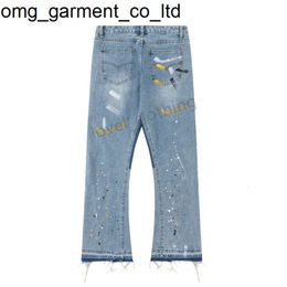 New Designer Galleries Jeans Depts Mens Pants Fashion Hole Splash Ink Graffiti Print Washed Cloth fashion brand Women Casual Plus Size M-xxl jeans Pants
