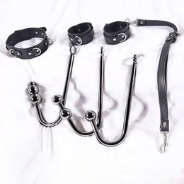 BDSM Alternative Sexual Couples Kit Metal Anal Hook Harness Necklace Bondage Handcuffs Sex Toys for Women Sadomasochism Accessor 240126