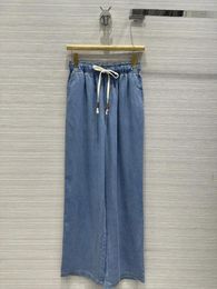 Women's Pants Elastic Waist Super Soft Denim Wide-leg Classic Version Of The Upper Body Thin