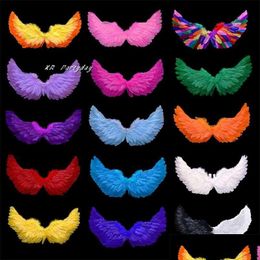 Other Event Party Supplies 1Pcs Women Girls Angel Feather Wings Props Show Fairy Costume Cosplay Wedding Birthday Gift Navidad Chr Dhedq
