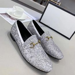 Classic women Flat Dress shoes 100% Authentic cowhide Metal buckle Lady leather casual shoe Mules Princetown Men Printed Trample Slides Loafers Large size 34-46 1.25 b4