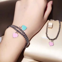 Designer Bracelets Heart Beads Bracelet Charm Bangle Stainless Steel Pendant Womens Chain Elegant Jewellery Gift