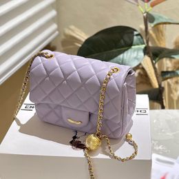 Woc Fashion Womens Shoulder Bag 17cm Leather Diamond Gold Hardware Metal Clasp Luxury Handbag Press Gold Ball Matelasse Chain Crossbody Bag Makeup Bag Fashion Bags