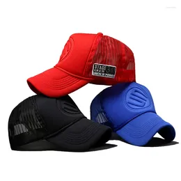 Ball Caps Geometric Baseball Breathable Mesh Adjustable Snapback Outdoor Casual Soild Color Trucker Hats High Top Sun Hat For Shade