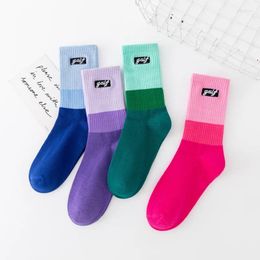 Women Socks Tide Brand GOLF Embroidered Gradient Colour Personality Fashion All-match Men Pure Cotton Sports Couple Sock