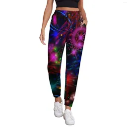 Women's Pants Colorful Neon Paint Jogger Swirls Stars Spirals Street Style Sweatpants Autumn Womens Casual Custom Big Size Trousers Gift