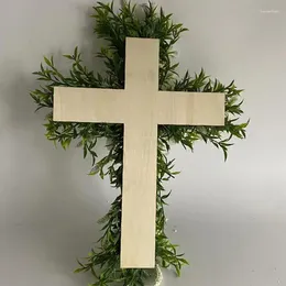 Decorative Flowers Easter Cross Wreath Artificial Lilien Greenery Wall Decor Stake DIY Garden Wooden Decors Home Party