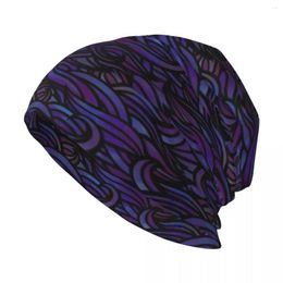 Berets Purple Waves Knit Hat Thermal Visor Sunhat Western Hats For Men Women's