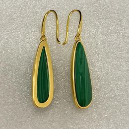 Dangle Earrings Summer Women Europe And The United States Vintage Natural Malachite Long Ear Hook With White Water Drop