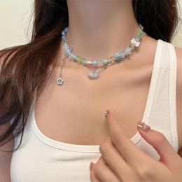 Charm Bracelets Sweet Elegant Friendship Fairy Crystal Beads Exquisite Flower Clavicle Chain Korean Style Bracelet Women Bangle Fashion