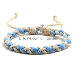 Charm Bracelets Colours Weave Braid Bracelet Simple String Adjustable Women Mens Bangle Cuff Fashion Jewellery Will And Sandy Gift Drop Dhrgq