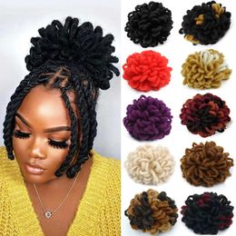 8inch Afro Curl Dreadlocks Drawstring Hair Puff Ponytail Synthetic Nu Locs Drawstring Chignon Hair Puff Clip in Hair 240119