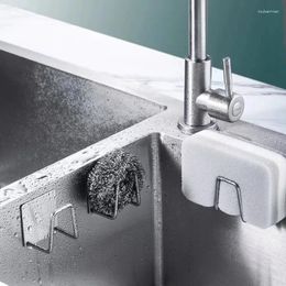 Kitchen Storage Stainless Steel Sink Sponges Holder Drain Drying Rack Self Adhesive Wire Ball Rag Organiser Wall Hook