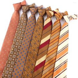 Bow Ties Orange Brown For Men Women Suit Striped Neck Tie Party Business Classic Paisley Neckties Wedding Groom Gifts