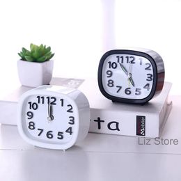 Plastic Pointer Clock Bedside Electronic Mute Alarms Clock Student Portable Square Alarm Clocks Desktop Round Small Ornaments TH1276