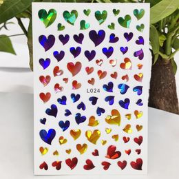 Nail Stickers 3D Sticker Waterproof Shining Decals For Nails Cute Beautiful Love Heart Art Decoration Aurora Silver Design