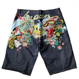 Men's Shorts Hip Hop Punk Oversized Graphic Y2k Loose Wide Leg Jean 2024 Harajuku Fashion Gym Personality Streetwear